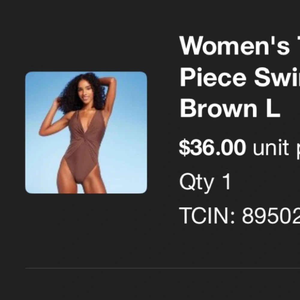 Brown Halter One-Piece Swimsuit - Picture 6 of 6